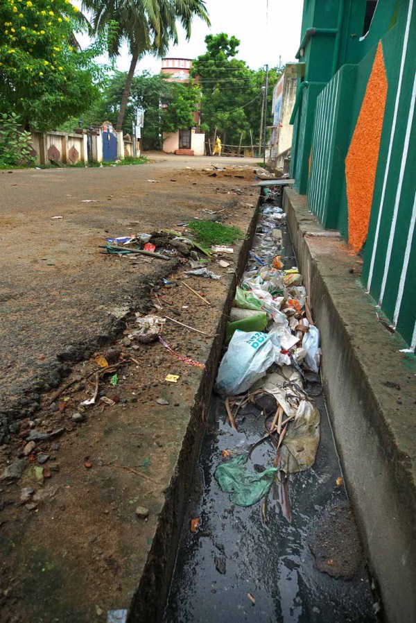 Litter obstructs drainage