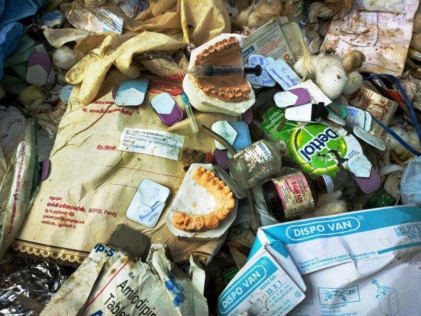 Biomedical waste at Pondicherry's truck terminal